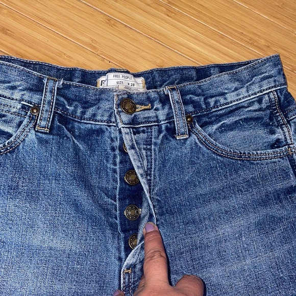 Free People Denim Button Fly Shorts - Picture 3 of 6